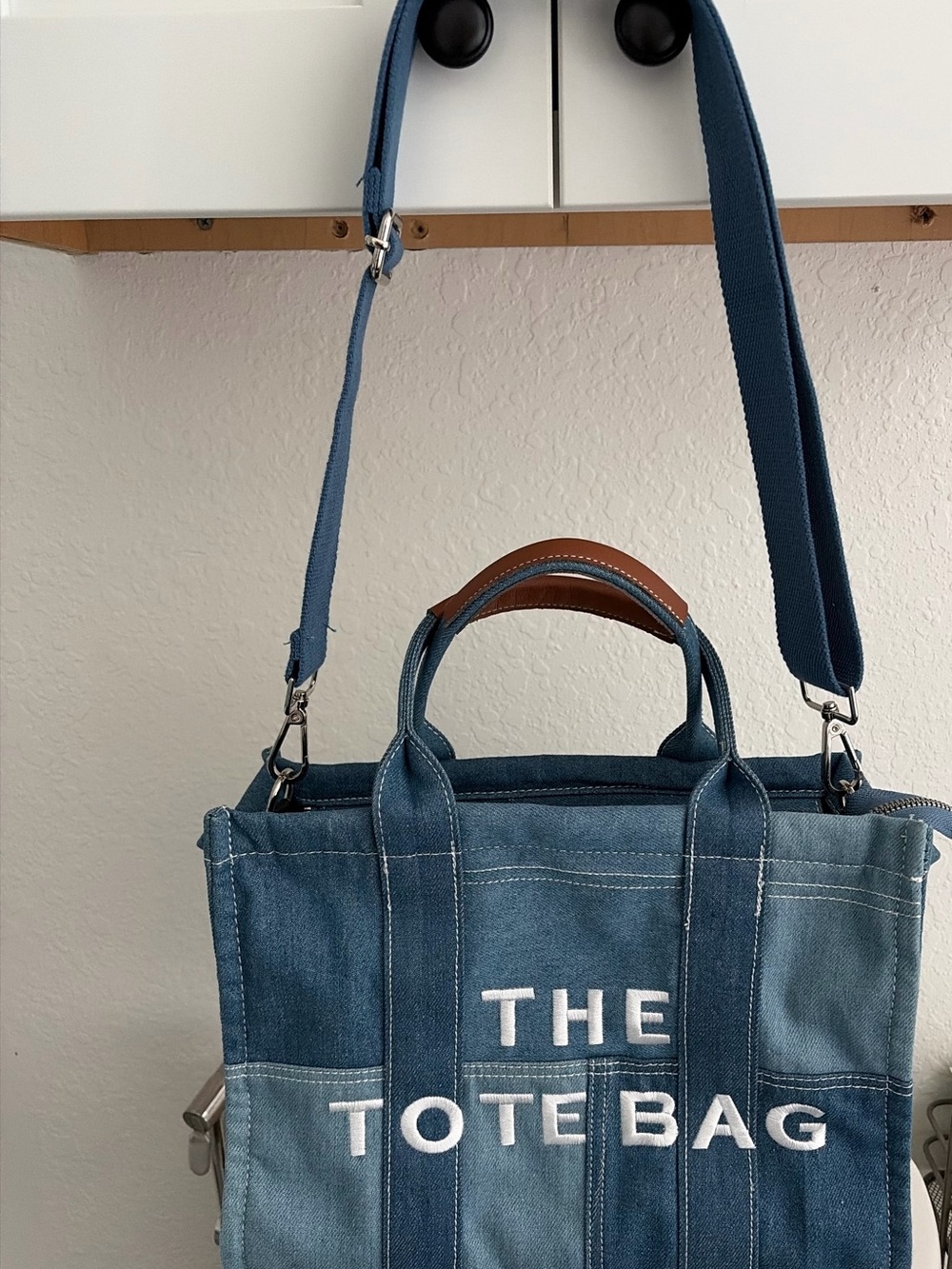 Blue Denim Tote Bag with Shoulder Strap